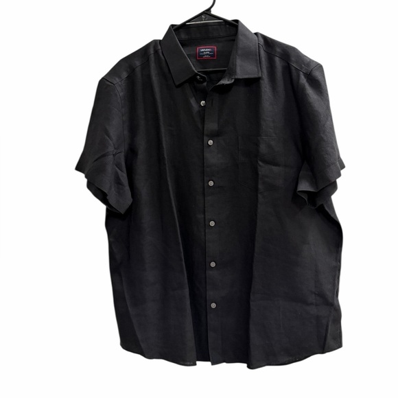 UNTUCKIT Cameron Short Sleeve Linen Shirt Black Size XL - Picture 2 of 7
